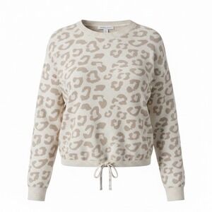 Barefoot Dreams Girls 6-7 CozyChic Leopard Print Long Sleeve Sweater NWT